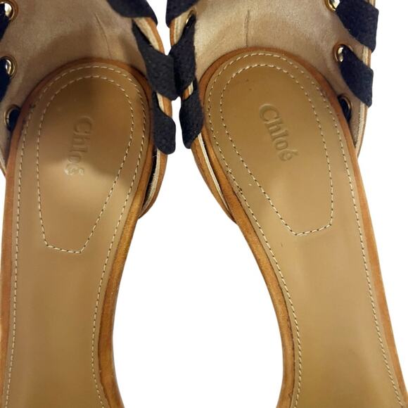 Chloe Miles Whipstitch Strap Lace-Up Suede Sandals Pumps Shoes Size 38 / 8 - Picture 10 of 10